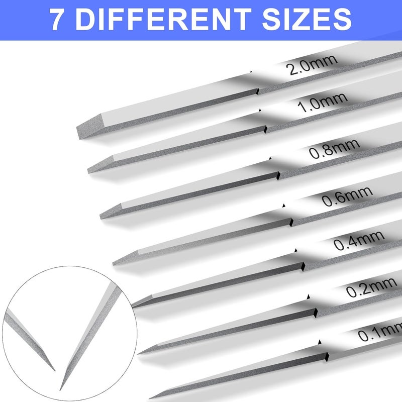 DULIWO Prime Model Scriber Gundam Resin Carved Scribe Line Hobby Cutting Tool Chisel, 7 Model Chisel Blades (0.1/0.2/0.4/0.6/0.8/1.0/2.0mm) with Rubber Cap + Carving Masking Tape 3mmx20m (Red) - Image 3